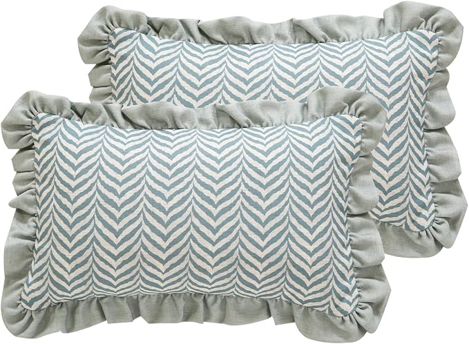 ISAENNE Design Linen Throw Pillow Covers 12"x20" Pack of 2, Rectangle by Isaennehomedecoration