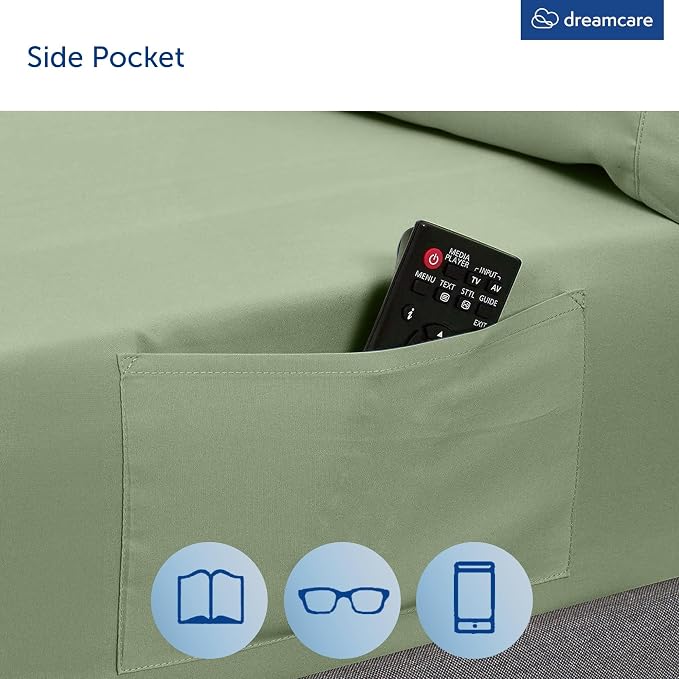 DREAMCARE Queen Sheet Set – 4 pcs Cooling Sheets – up to 21” Extra Deep Pocket - Image 6