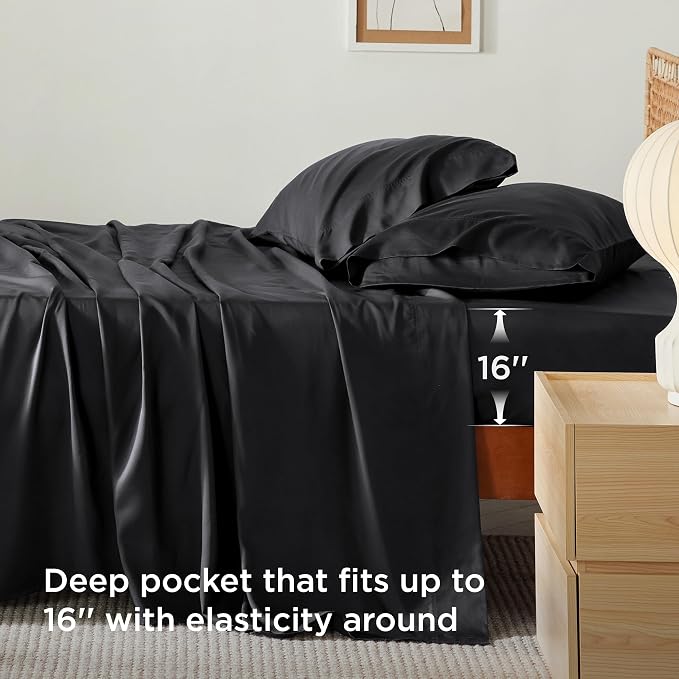 Bedsure King Size Sheet Set, Cooling Sheets King, Rayon Derived from Bamboo - Image 4