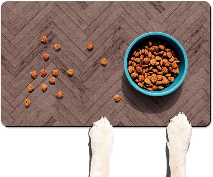 Personalized Dog Food Mat for Floors Absorbent, Custom Pet Cat Food Mat by Ayiashiab