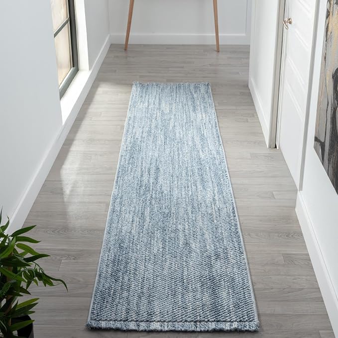 LUXE WEAVERS Solid Machine Woven Blue 2x8 Area Rug, Indoor Stain-Resistant by LuxeWeavers