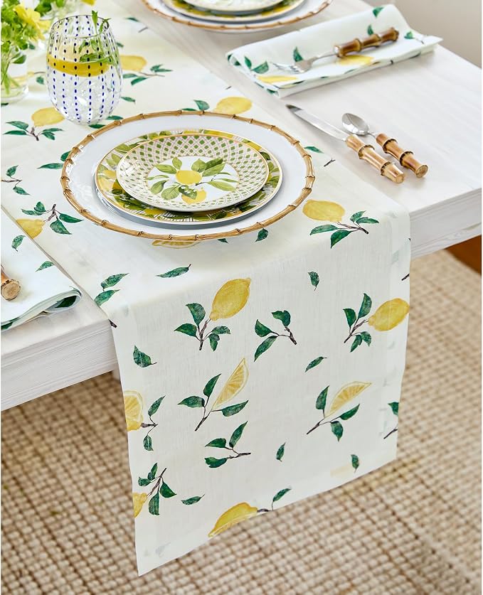 Solino Home Lemon Print Table Runner 72 Inches Long - Image 2