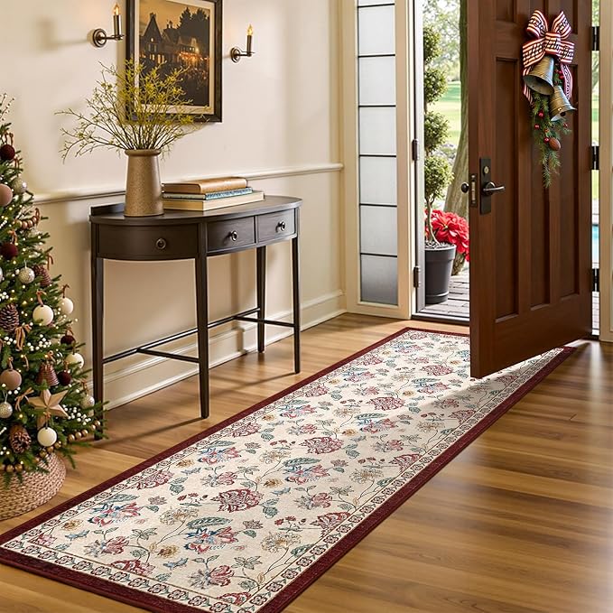 jinchan Elora 3x8 Floral Runner Rug - Image 4