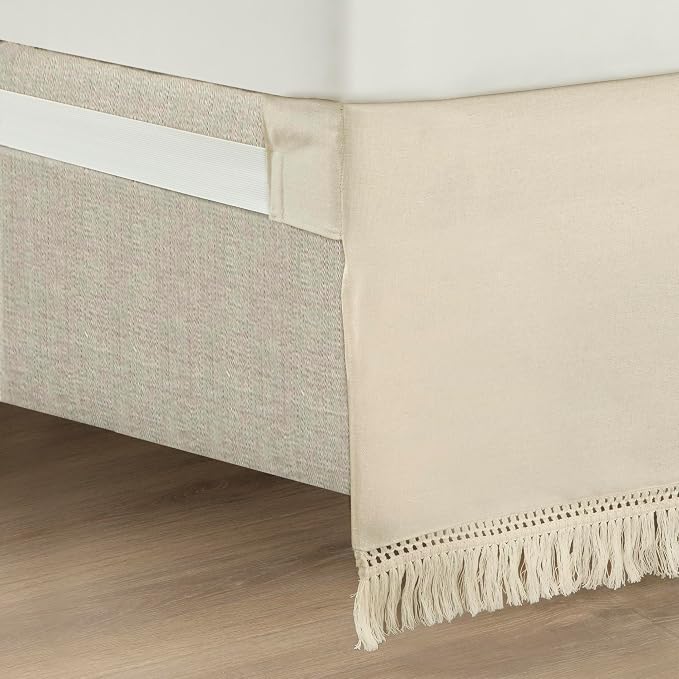 Lush Decor Boho Fringe 15-Inch Tailored Drop Easy Fit Bedskirt - Image 4
