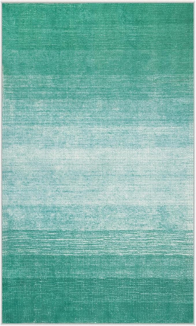 Wonnitar Modern Ombre 3x5 Area Rug, Teal Washable Bedroom Rug, Non-Slip - Image 8