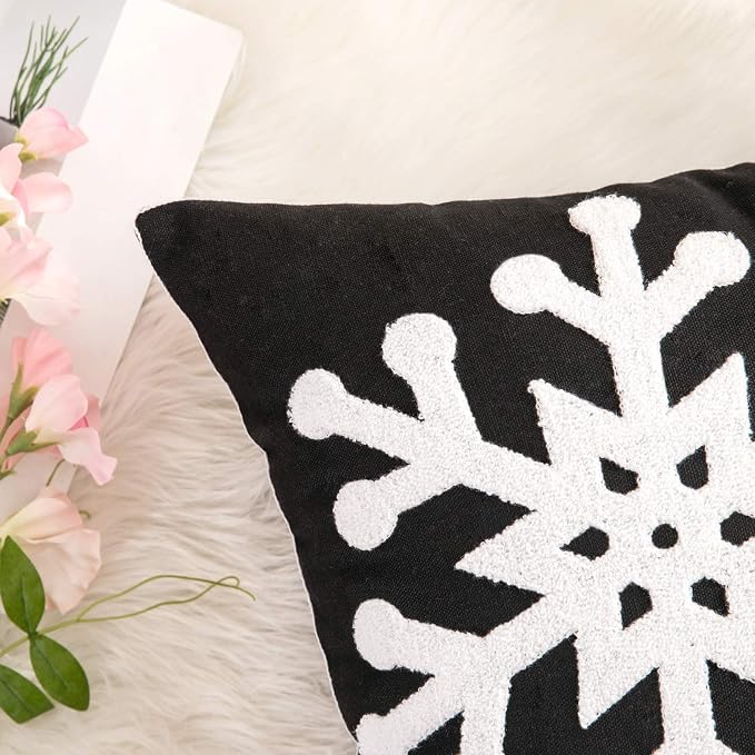 MIULEE Pack of 2 Christmas Decorative Snowflake Throw Pillow Covers Canvas - Image 2
