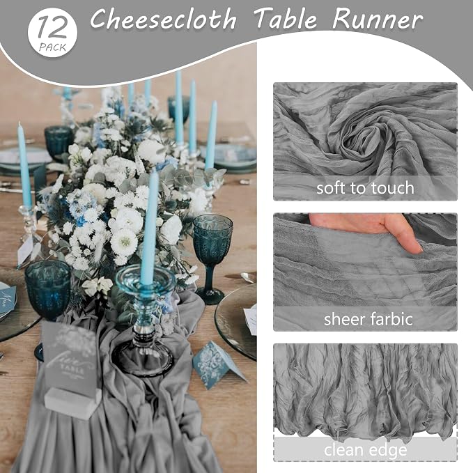 12 Pack 10Ft Cheesecloth Boho Gauze Table Runner - Image 4