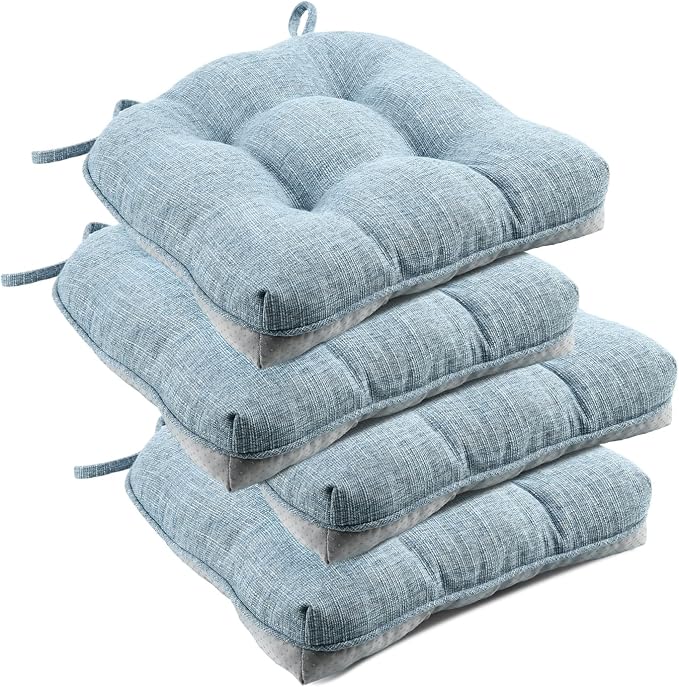 downluxe Indoor Chair Cushions for Dining Chairs, Tufted Overstuffed Textured by Downluxe