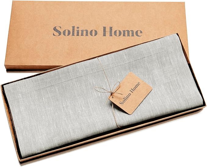 Solino Home Linen Oyster Grey Table Runner 108 Inches Long - Image 5