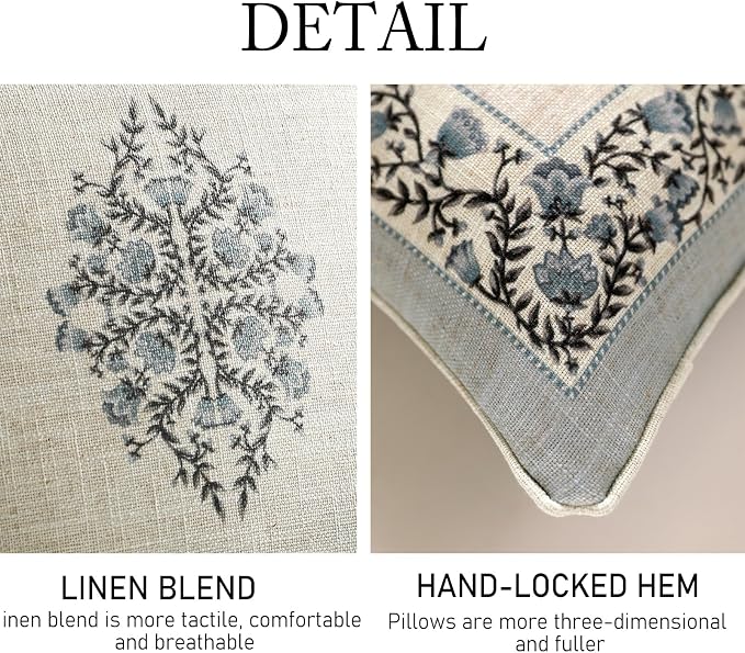 ISAENNE Design Linen Rectangle Throw Pillow Covers 12"x20" Pack of 2, Cottage - Image 5