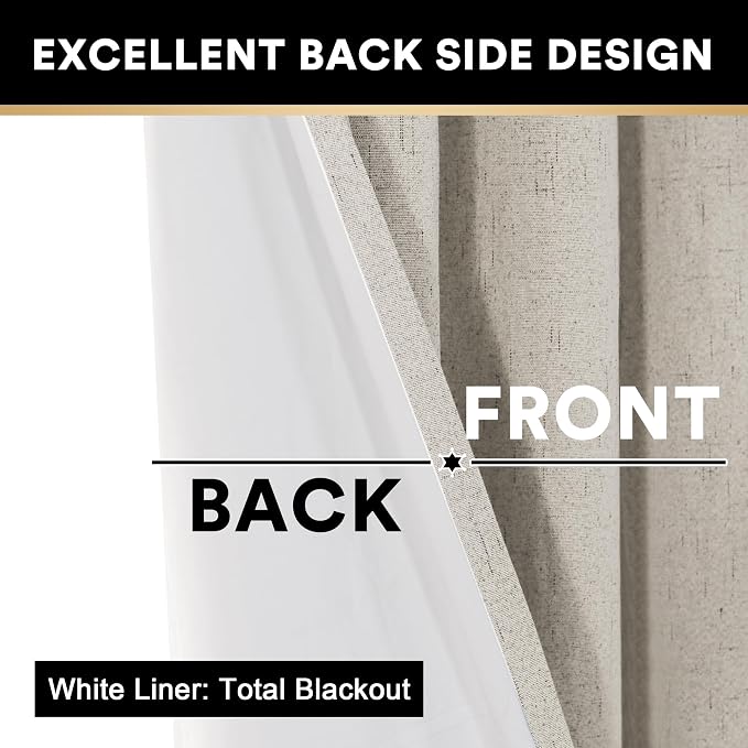 PrinceDeco Linen Blackout Curtains - Image 5