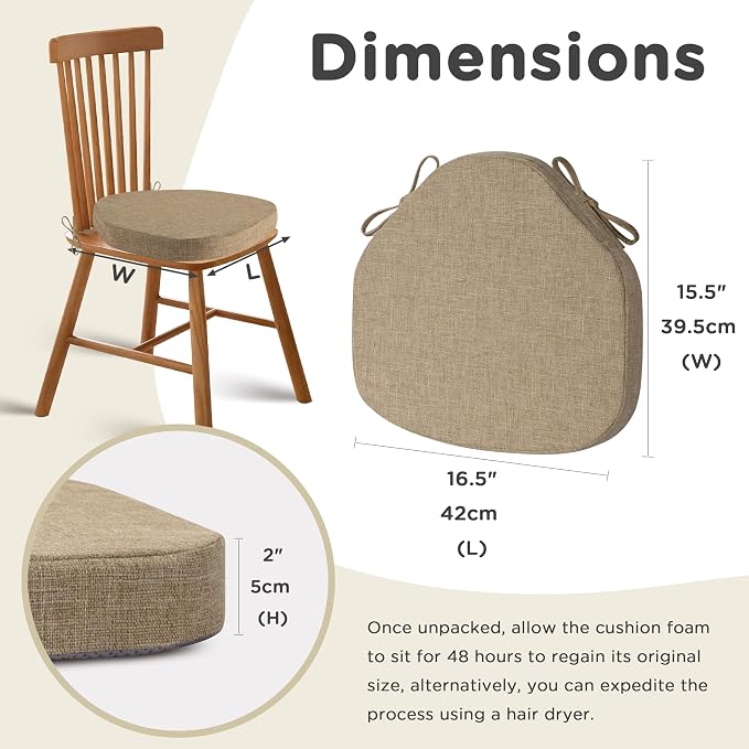AddGrace Chair Cushions for Dining Chairs Set of 6 Windsor Kitchen Chair - Image 2