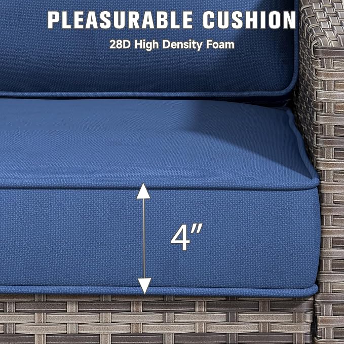Outdoor Chair Cushions 23" x 24" x 4", Patio Deep Seat Replacement Cushions Set - Image 4