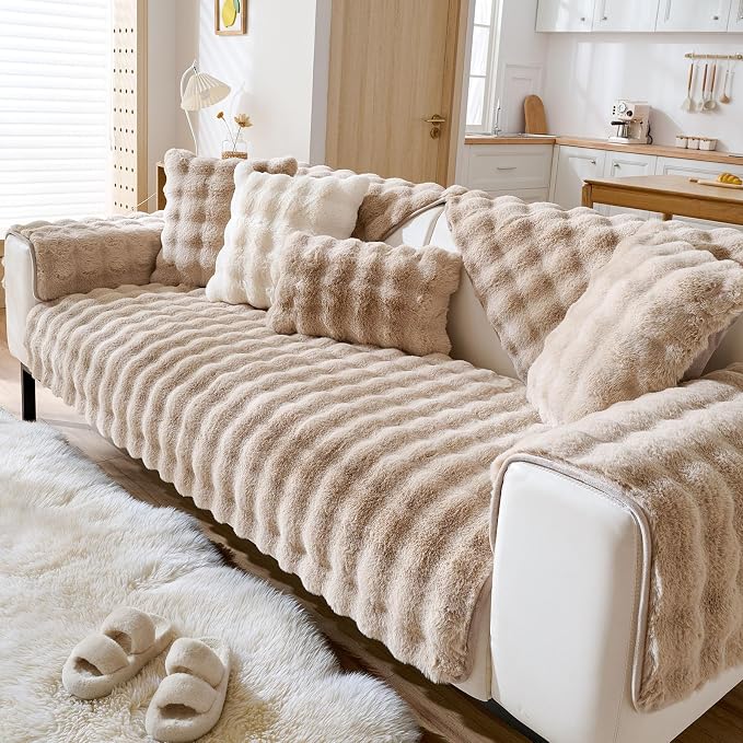 Faux Fur Decorative Throw Pillow Cover Plush Thick Bubble Pillow Covers Luxury by Huierxun