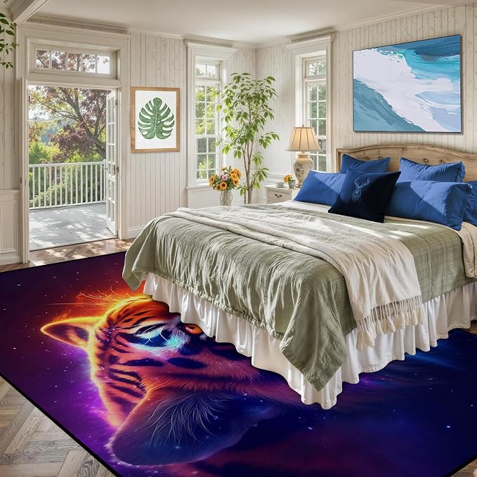 6' x 9' Galaxy Tiger Rug Large 3D Fierce Tigers Space Area Rugs - Image 4