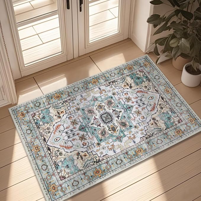 WILLSUN Washable Area Rugs, 2x3 Non-Slip Boho Small Area Rugs by Embracethewarmthofhome