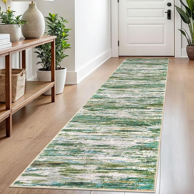 2x8 Modern Abstract Runner Rug for Hallways, Non-Shedding Washable Rug for by SiiloomRug