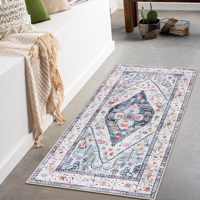 Lahome Boho Round Rug - 7Ft Washable Area Rug by Lahome