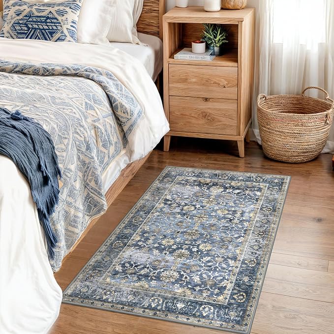 KUTA Vintage 2x3 Rugs for Entryway, Non-Slip Washable Kitchen Rugs & Indoor - Image 3