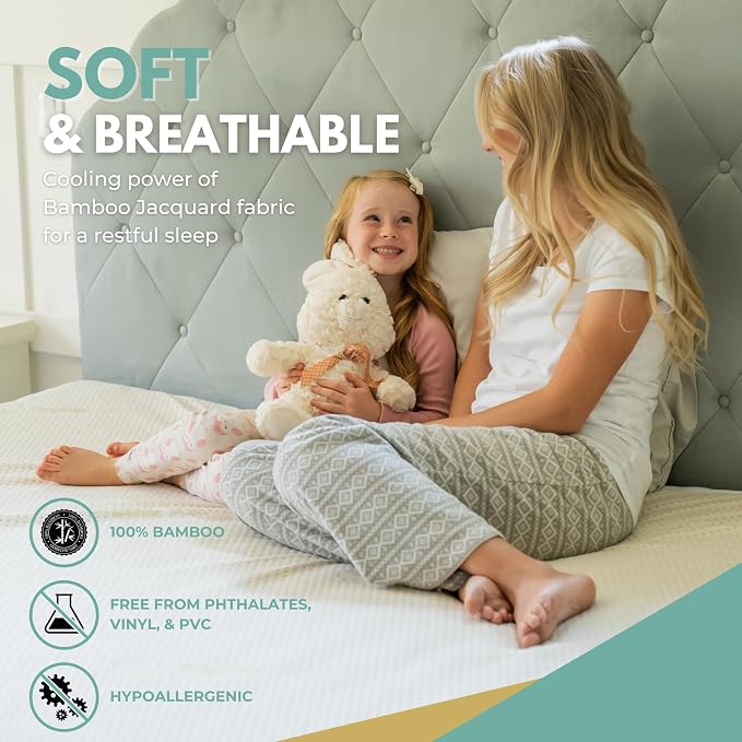 Twin XL Size 39x80” Premium Bamboo Waterproof Mattress Protector, 100% Viscose - Image 3