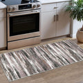 Modern Abstract Runner Rug 2x5, Dark Light Brown White Washable Kitchen Runner by lansny