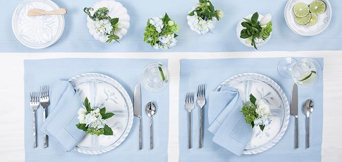 Solino Home Linen Sky Blue Table Runner 132 Inches Long - Image 9