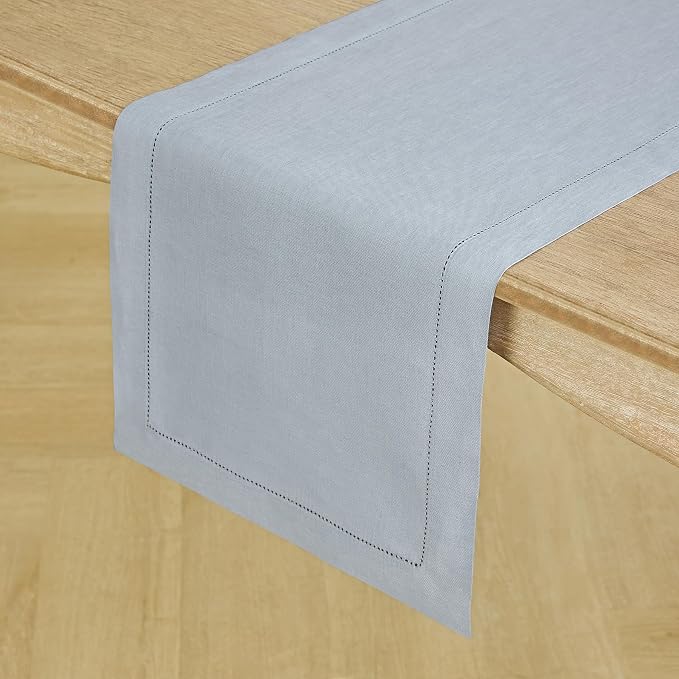 Solino Home Linen Dusty Blue Table Runner 48 Inches - Image 2