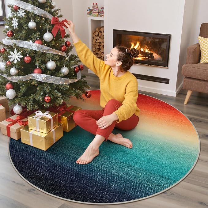 Wonnitar Colorful Small Christmas Rug, Washable 2x3 Rainbow Bathroom Rugs - Image 7