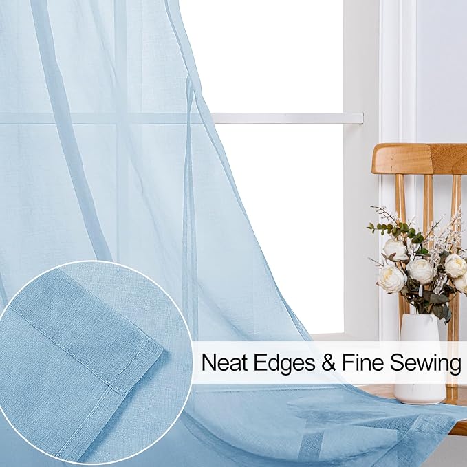 XWZO Sheer Curtains for Bedroom, Airy & Light Filtering Grommet Window Curtains - Image 4