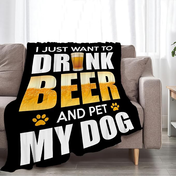Funny Beer and Dog Throw Blanket - Image 3