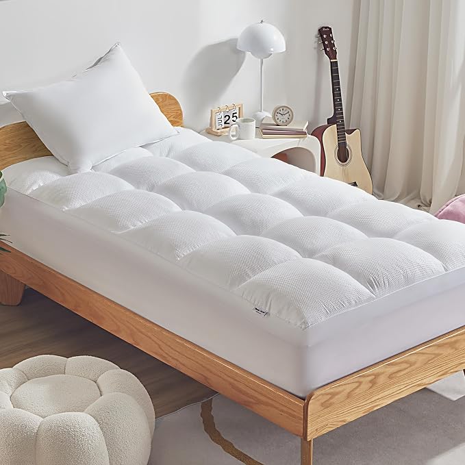 SLEEP ZONE Mattress Topper Twin Size, Extra Thick Fitted Mattress Pad by SLEEPZONELIFE