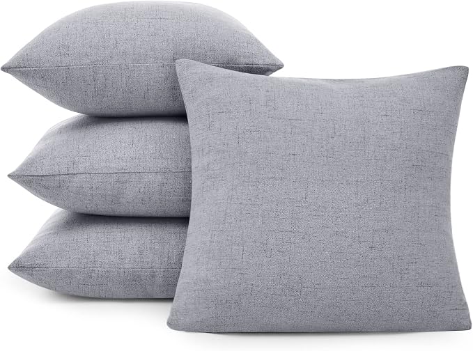 Deconovo Pillow Covers 18x18 Set of 4, Faux Linen Look Throw Pillow Cover - Image 2