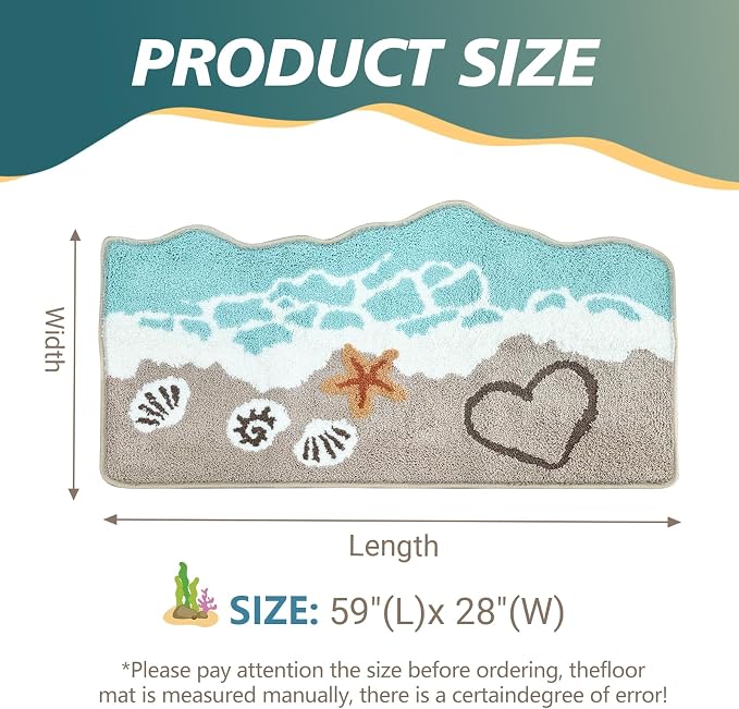 Beach Bathroom Rugs Soft Absorbent Ocean Wave Bath Mat - Image 2