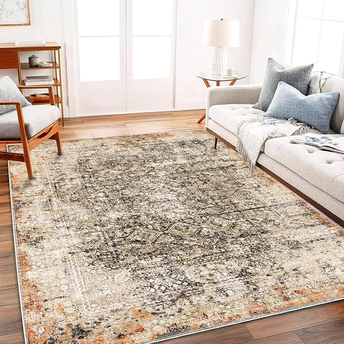 Area Rug 6'x9' Washable Vintage Traditional Floor Cover Thin Retro Kitchen - Image 2