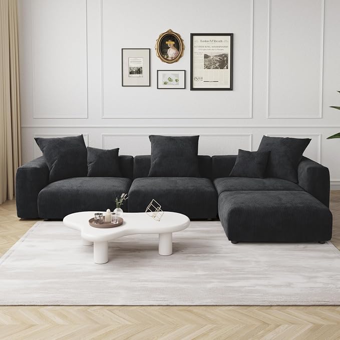 JACH Modern Corduroy Sectional Couch, Modular Sectional Sofa - Image 7