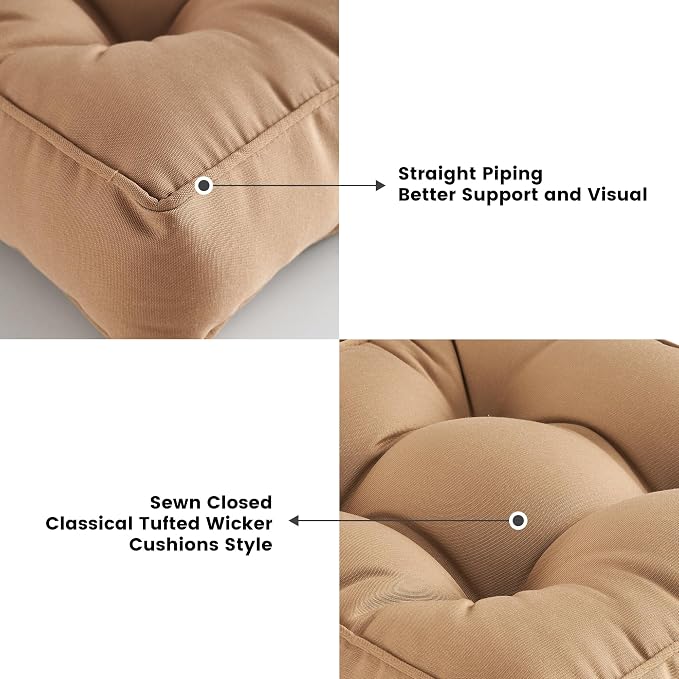 ARTPLAN Outdoor Seat Cushion, Square Thick Tufted Pure Chair Cushion - Image 3