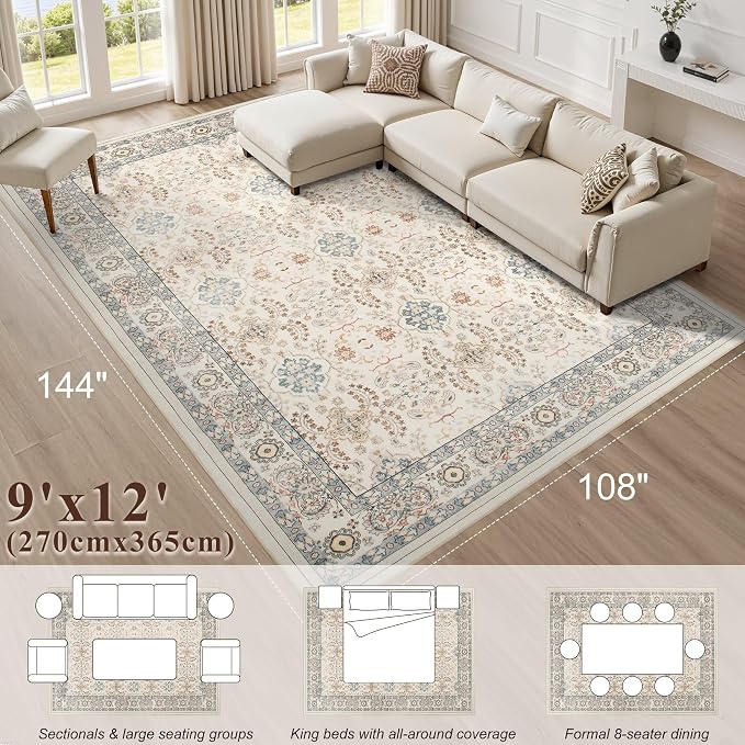 Vintage Living Room Area Rug 9x12 - Image 9