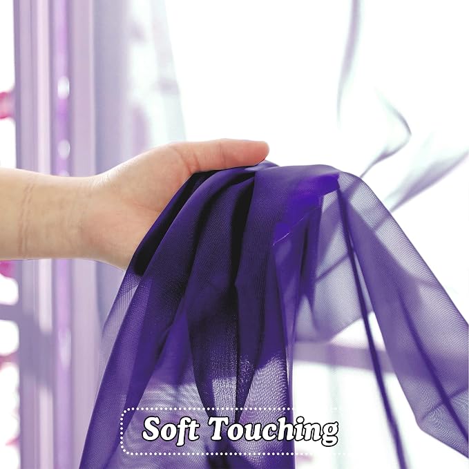 OVZME 2 Panels Purple Sheer Valance - Image 4