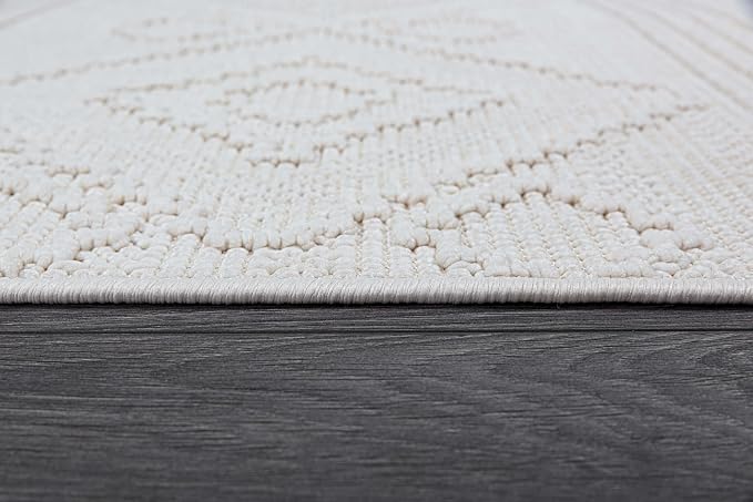 Beverly Rug Micro Loop Area Rug White 6x9 Modern Luxury Soft Boho Geometric - Image 8