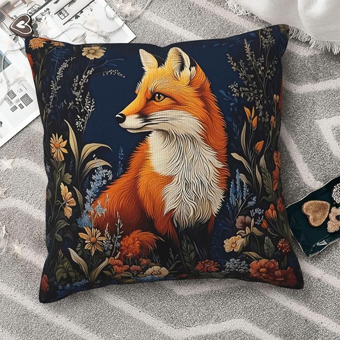 William Morris Abstract Vintage Floral Fox Design 18x18 inches Throw Pillow - Image 7