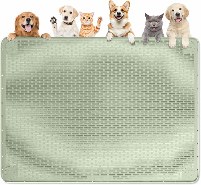Dog Food Mat, Extra Large 50" x 35" Silicone Pet Feeding Mat by Bartuke