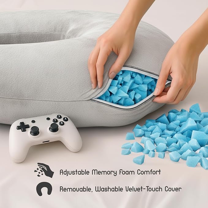 MELLO Lap Pillow for Reading – Memory Foam Gaming Pillow for Lap, Elbow and Arm - Image 2
