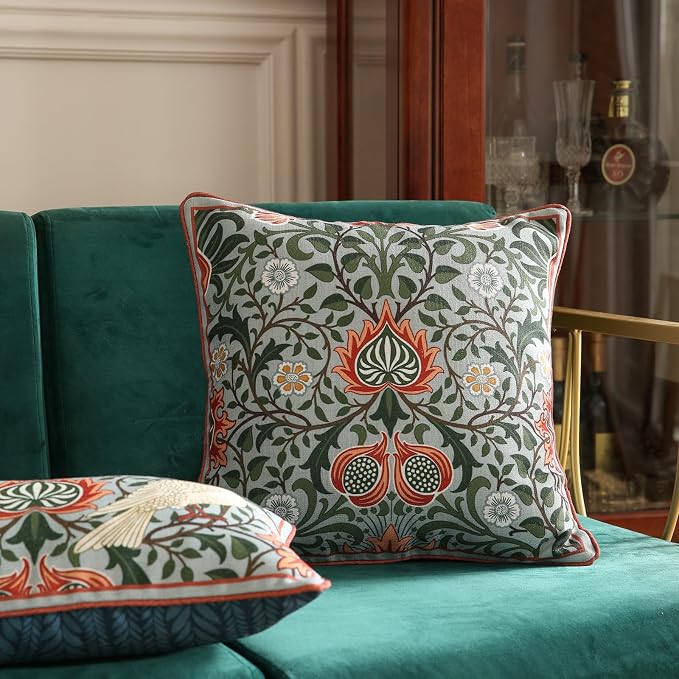 ISAENNE Design Square Retro Elegant Linen Throw Pillow Covers 18"x18" Pack of 2 - Image 2