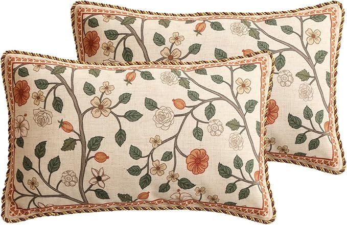 ISAENNE Design Linen Classic Throw Pillow Covers 12"x20" Pack of 2, French by Isaennehomedecoration