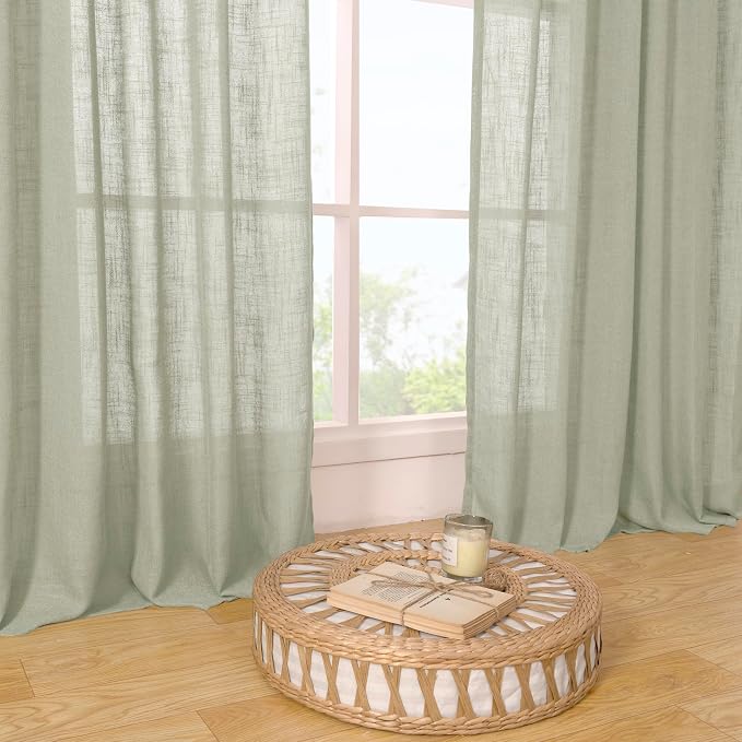 LAMIT Sage Grey Linen Curtains 24 Inch Length - Image 9