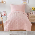 4 Piece Toddler Bedding Set for Girls Pink Geometric Stitched Soft Microfiber by Cozyholy