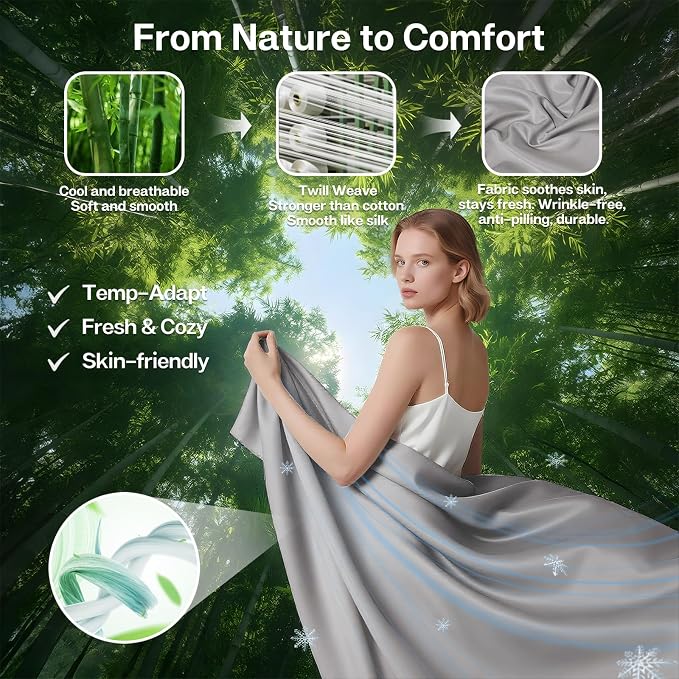 MR&HM California King Fitted Sheet, Ultra-Soft Rayon Derived from Bamboo & - Image 2