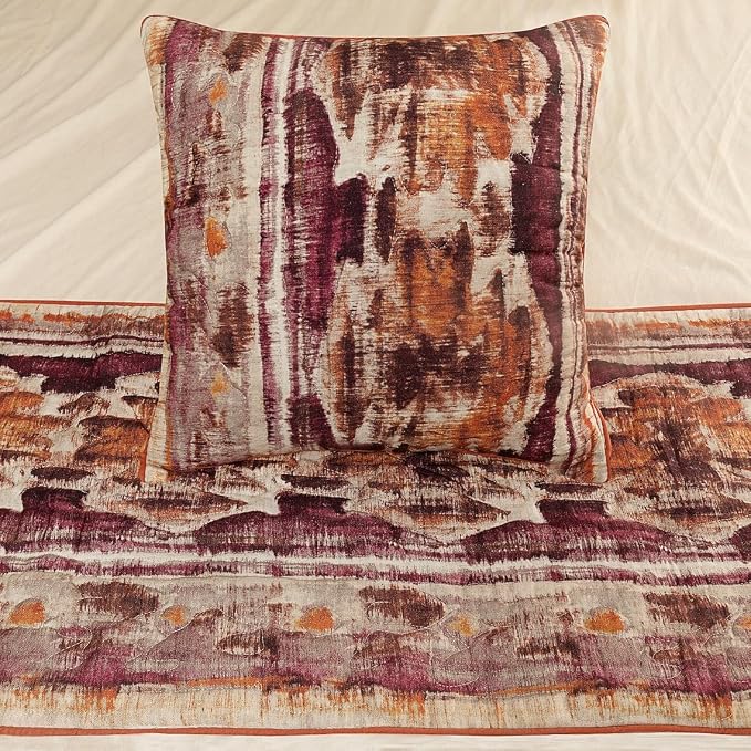 The HomeCentric King Queen Twin Pink & Orange Designer CA King 86"x18" Bed - Image 4