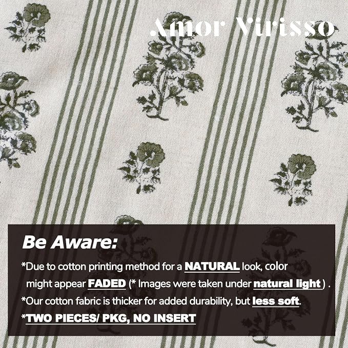 Amor Virisso Floral Throw Pillow Covers 24x24 Set of 2 Block Print Pillow - Image 4
