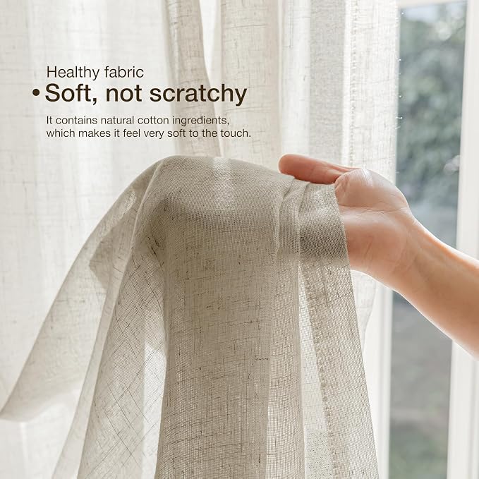Anmao Natural Linen Curtains for Living Room 72 Inch Length 2 Panels Set - Image 7